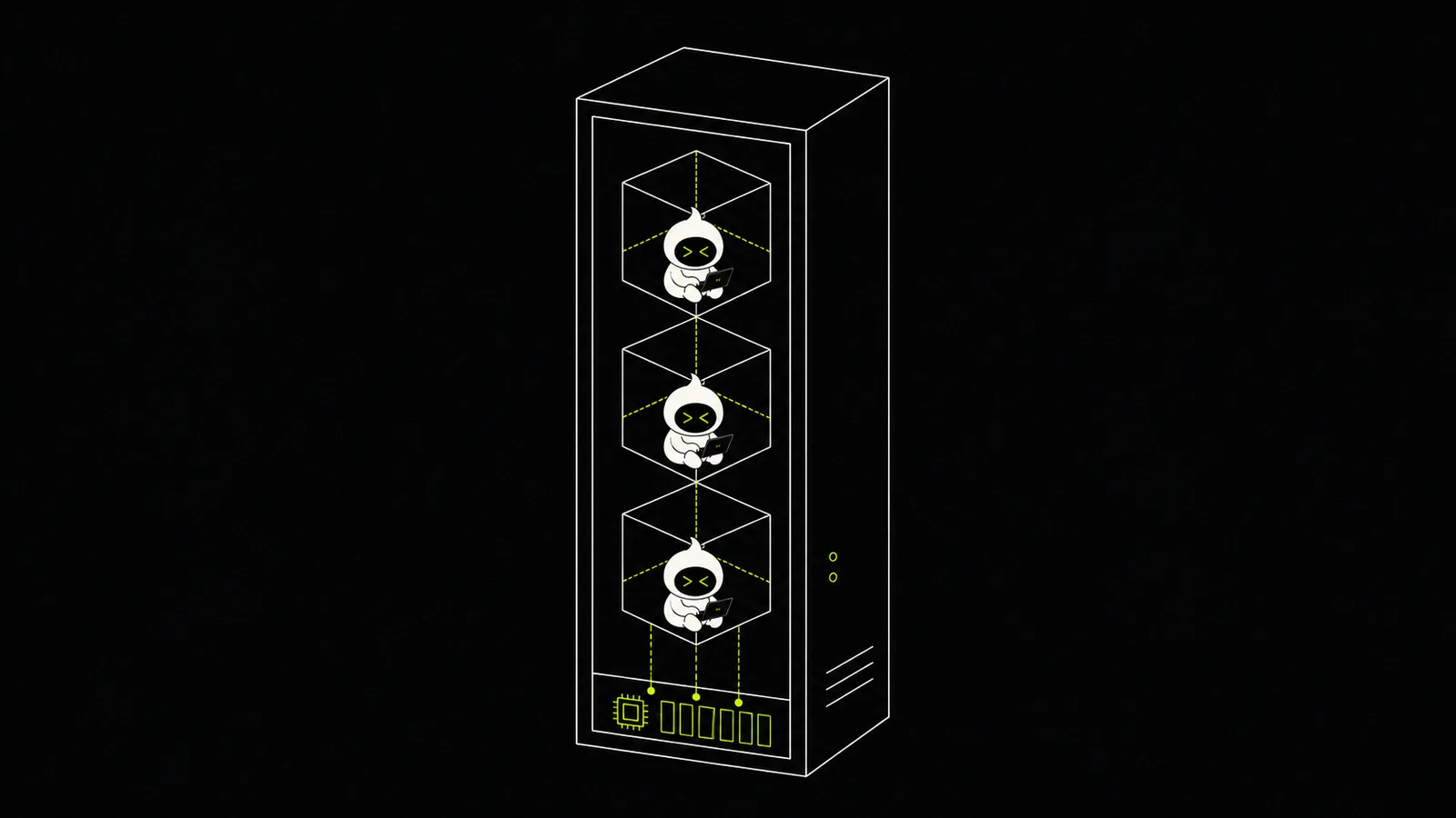 Several daemon workspaces stacked inside one server.