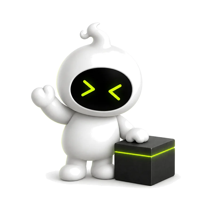 A daemon mascot waving beside a workspace box.