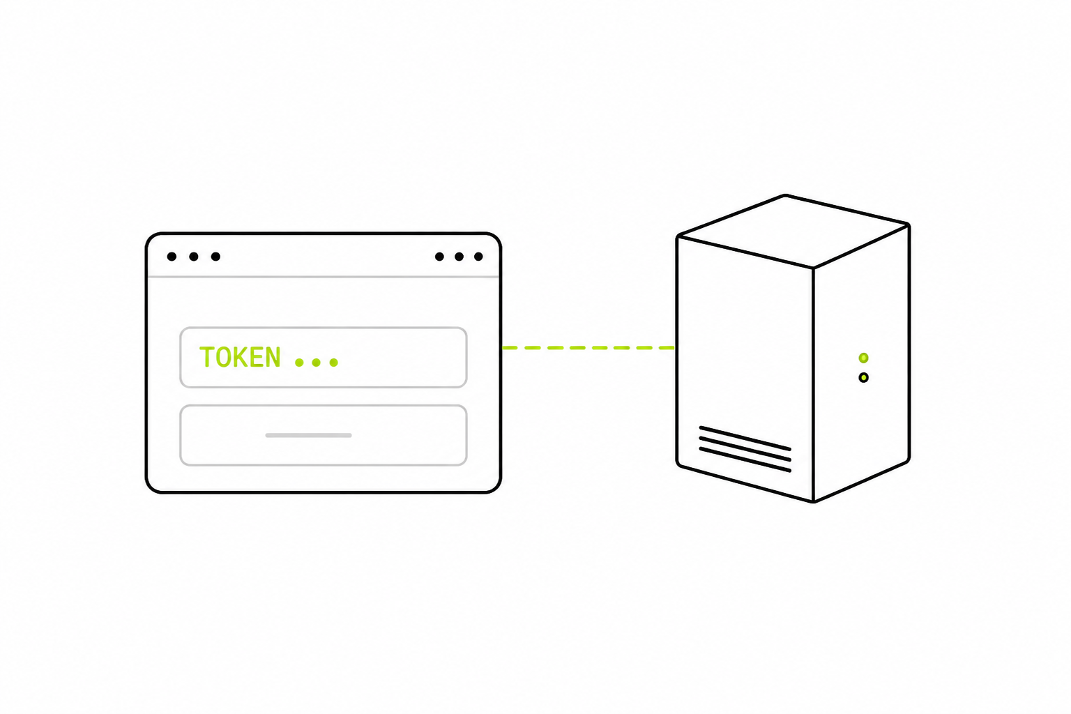 A token field connected to a server cabinet.