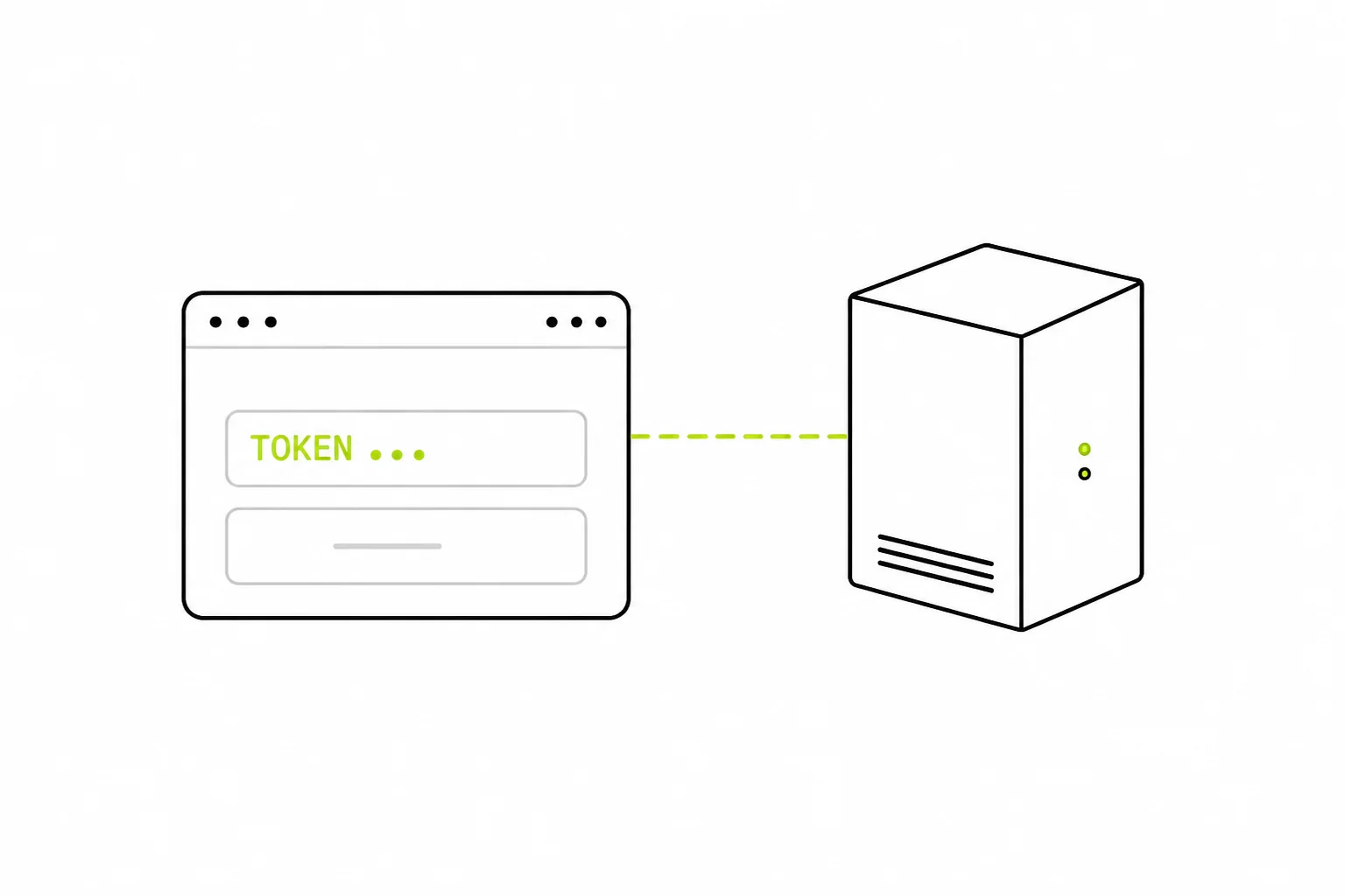 A token field connected to a server cabinet.