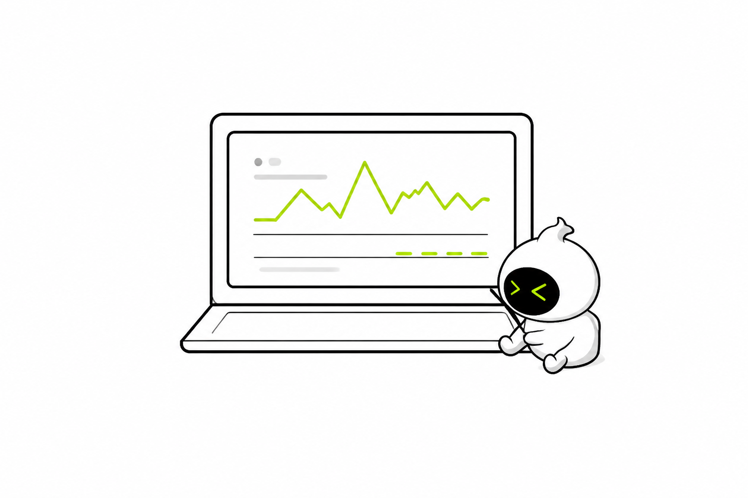 A daemon watching a live monitoring screen.