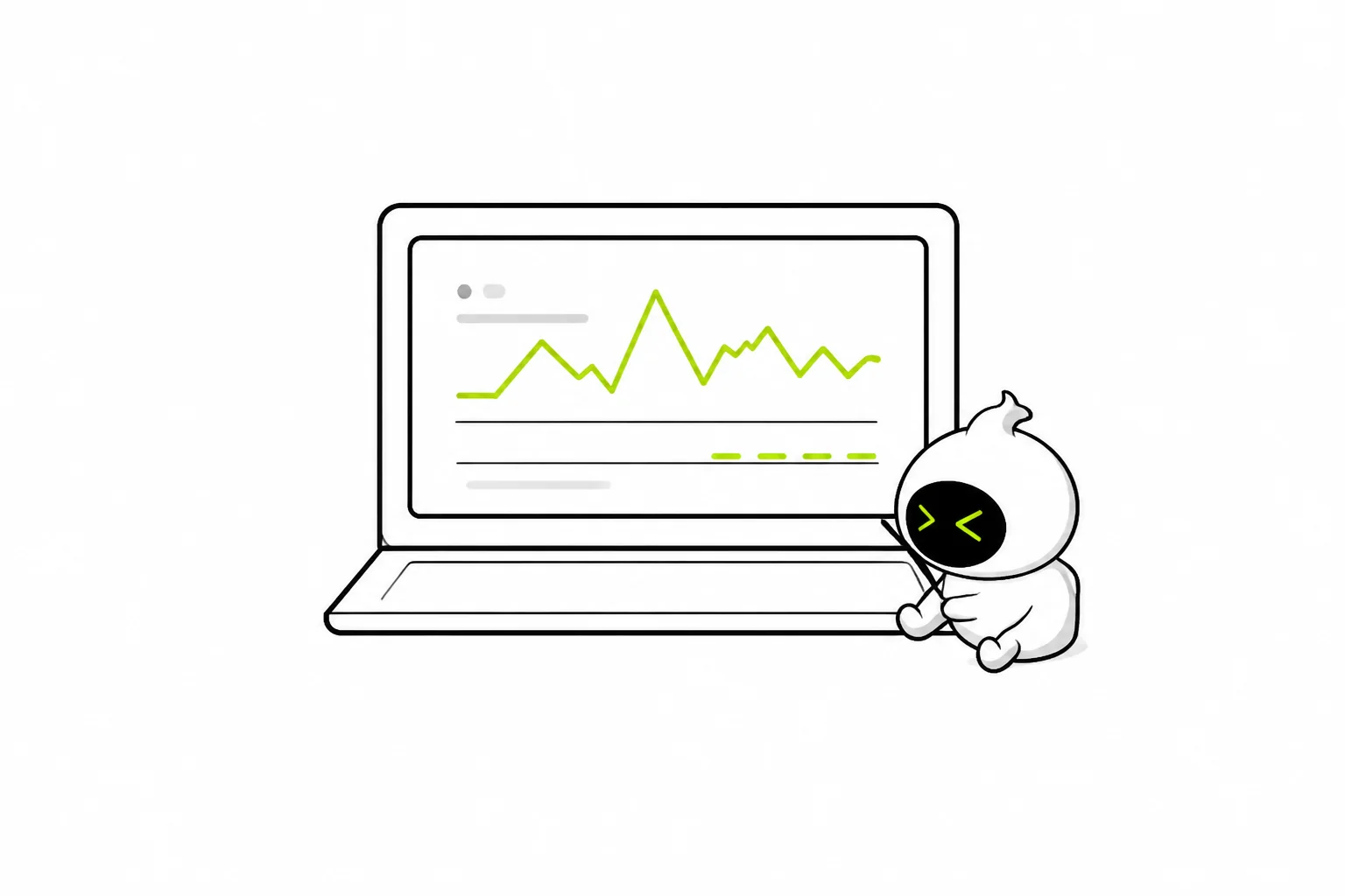A daemon watching a live monitoring screen.