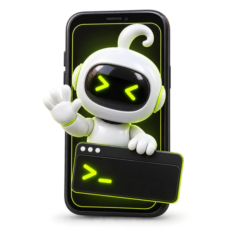 A phone and a desktop browser both connected to the same live terminal.
